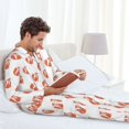 thumbnail image 6 of Salouo Orange Fox Print Button-Front Long Sleeve Pajama Set for Men, Soft 2Pjs Men's Long Sleeve Sleepwear-Medium, 6 of 7