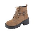thumbnail image 2 of WAVSUF Women's Combat Ankle Boots Wide Width Lace Up Soft Sole Fall Warm Platform Boots Brown 6.5, 2 of 8