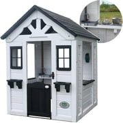 Backyard Discovery Sweetwater White Cedar Wooden Kids Playhouse, Play Kitchen, Snack Bar