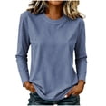 thumbnail image 2 of Otvok Womens Loose Pocket Daily Tee Vertical Stripe Crew Neck Long Sleeve Striped Casual Tunic Top, 2 of 7