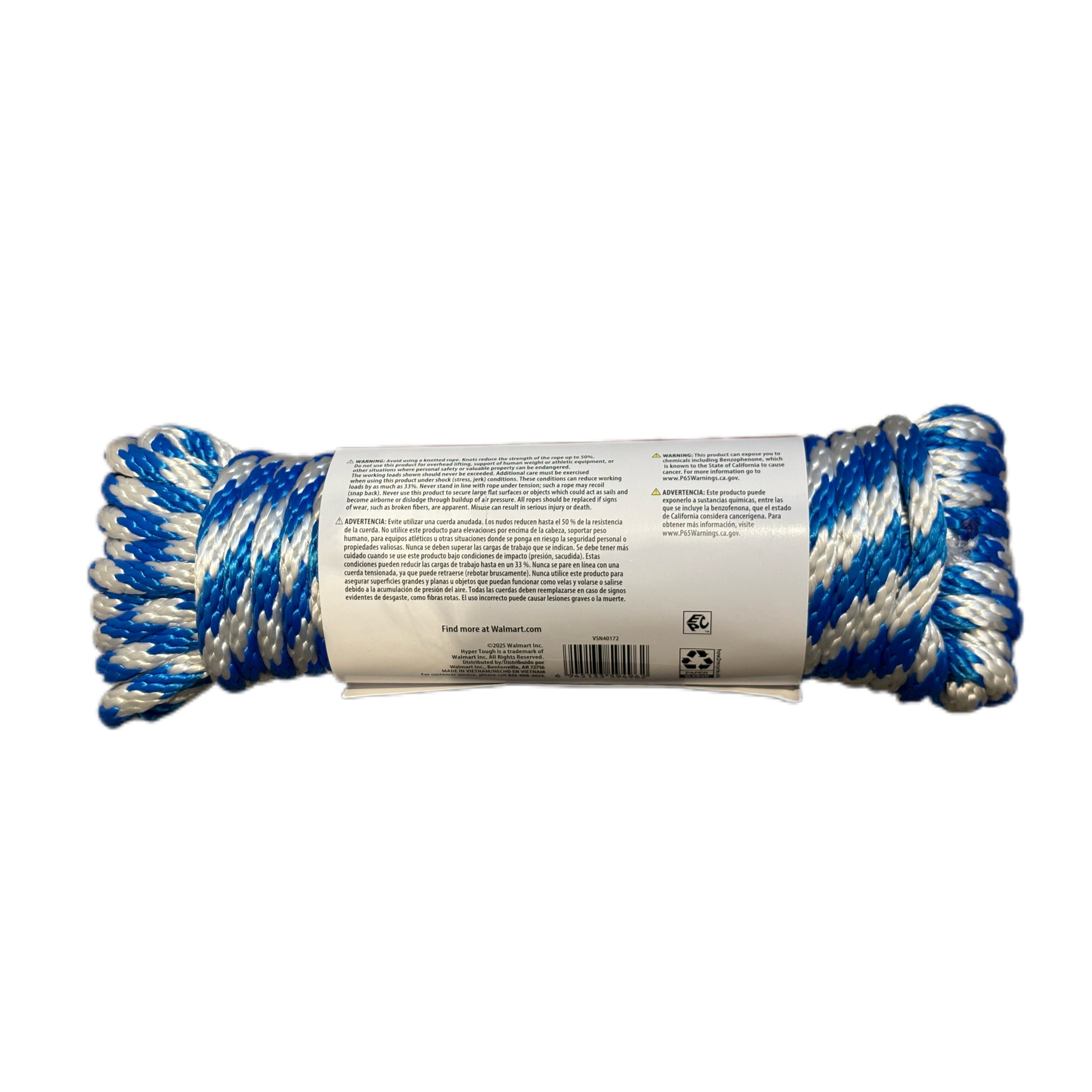 Hyper Tough Diameter 3/8 inch x 50 feet Polypropylene Solid-Braid Rope