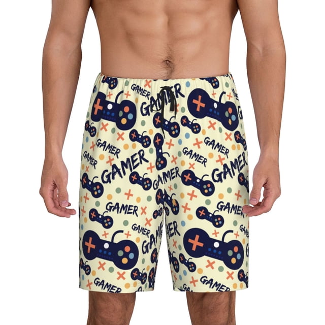 Fotbe Game Controller Pantalones Cortos de Pijama para Hombre, Ropa de Dormir, Pantalones de Pijama Cortos para Hombre-Small
