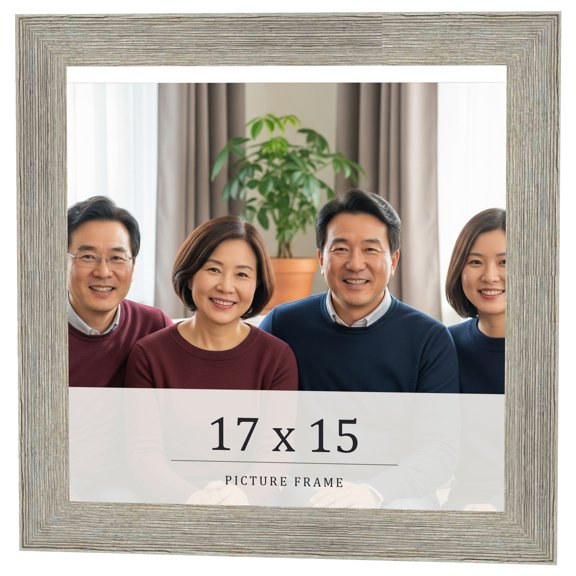 17x15 Frame Grey Real Wood Picture Frame Width 1.5 Inches | Interior Frame Depth 0.5 Inches | Barn
