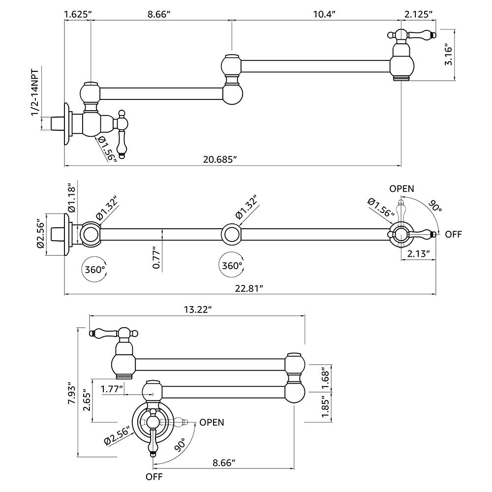 Folding faucet Pot Filler Faucet Wall Mounta