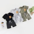 thumbnail image 5 of Douhoow Toddler Boy 2Pcs Clothes Set Short Sleeve Solid Color T-Shirts with Stripe Print Shorts, 5 of 9