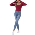 thumbnail image 2 of INSPIRE CHIC Women's Easter Thermal Shirts Base Layer Long Sleeves Underwear Fall Winter Pajama Tops Basic Shirt S Red, 2 of 6