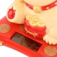 thumbnail image 3 of Xirurus 3.5in / 8.9cm Lucky Fortune Cat Solar Powered Waving Arm Beckoning Maneki Neko Display Figurine Decoration For Desktop Home Office Entrance Car Dashboard Cute Yellow Cat Knick-Knack, 3 of 4