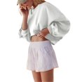 thumbnail image 4 of T Shirts for Women Solid Color Round Neck Long Sleeve Short Women's Sweatshirt Womens Fashion Top Shirts, 4 of 6
