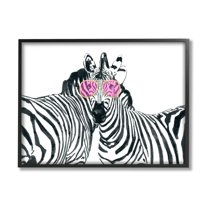 Industries Zebra Safari Animal Pair Pink Sunglasses Wild Pattern 30 in x 24 in Framed Painting Art Print, by Stupell Home Décor