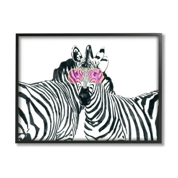 Industries Zebra Safari Animal Pair Pink Sunglasses Wild Pattern 30 in x 24 in Framed Painting Art Print, by Stupell Home Décor