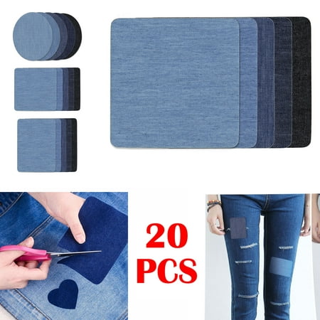 Iron on Patches 20 Pieces Jacket Jean Clothes Patches Kit by EEEkit, 4.9 x 3.7 Inch, Dark Assortment, 5 Colors 4 pieces per color, No sewing