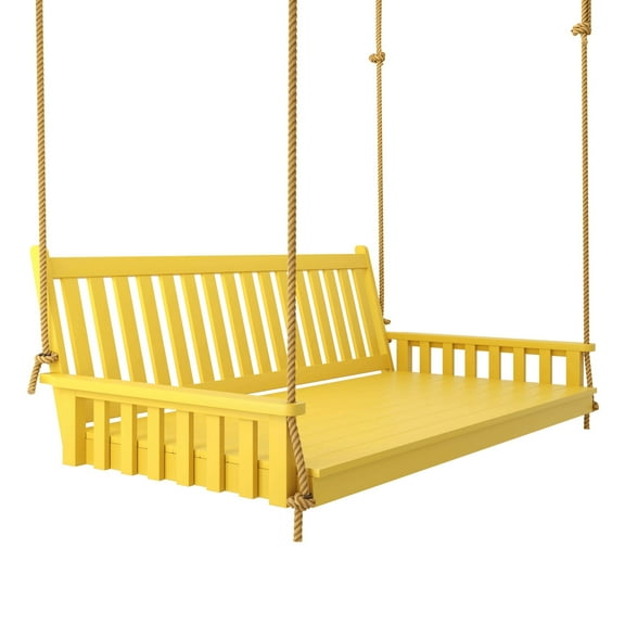 Keystone Amish Co. 4 Foot Franklin Porch Swing Bed with Ropes, Yellow Paint