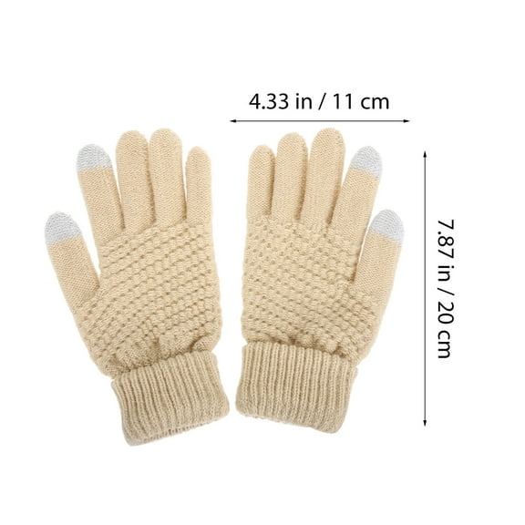DRAFIDEEP 1 Pair Beige Acrylic Fiber Lining Gloves for Women Winter Screen Anti Slip