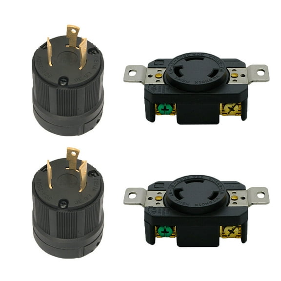 30A 250V Male Female Twist Lock 3 Wire Plug Nema L6-30P L6-30R 2 Sets
