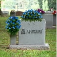thumbnail image 4 of Sympathy Silks Artificial Cemetery Flowers Blue Rose Buds Bouquet & Saddle, 4 of 7