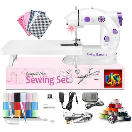 Sewing Machine for Beginners with Extension Table, Adjustable 2-Speed 2-Thread Mini Sewing Machine, Portable Electric Maquina de Coser with Foot Pedal, Perfect for DIY, Ideal Gift for Kids and Adults