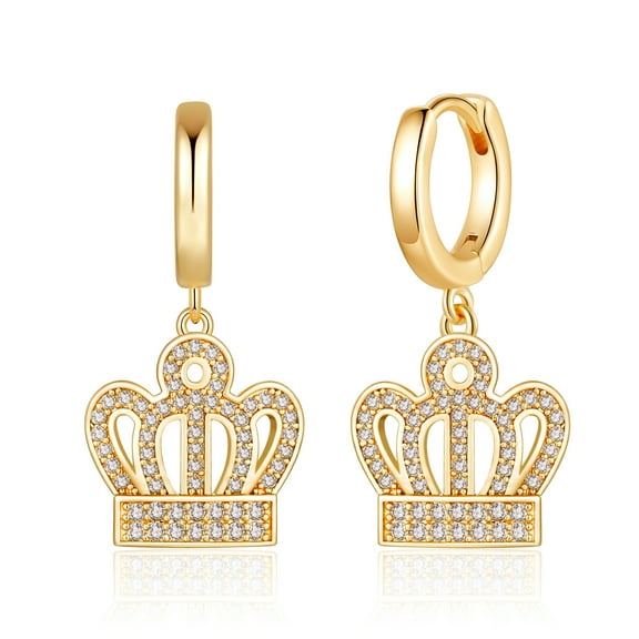 S Huggie Hoop Earrings, Crown Dainty Earrings Gold Jewelry for Women