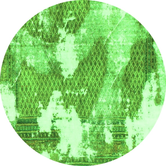 Ahgly Company Indoor Round Abstract Green Modern Area Rugs, 3' Round