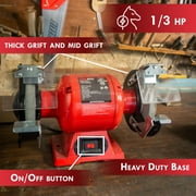 Promaker 6in Bench Grinder PRO-EB250 Voltage - Frequency: 120V - 60Hz Amperage: 2.1AMP Power: 250W(1/3HP) Speed: 3400rpm Chuck size: 6in x 3/4in x 1/2in Weight: 26.40Lb Cord: 6.5ft