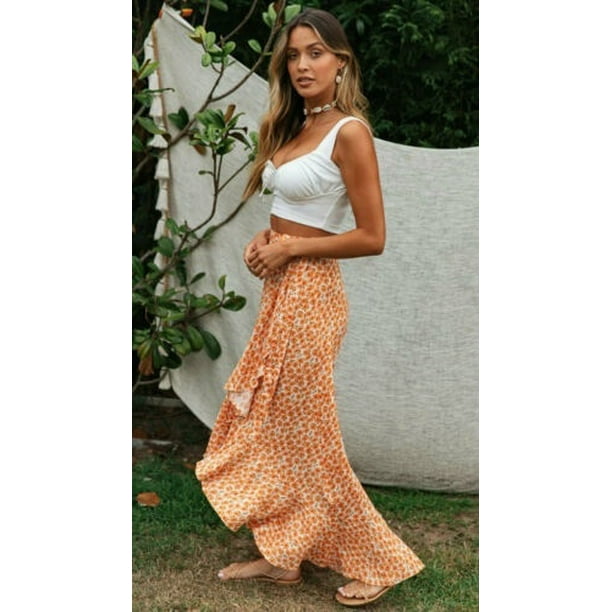 Elegant Woman Long Maxi Skirts 2020 New Sexy Ladies Floral Printed