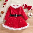 thumbnail image 2 of nipocaio Nouvelle Robe de Noël en Polaire pour Filles Manches Longues Étoile Maille Robe pour Enfants Nœud Princesse (Grande - Convient pour 4-5 Ans), 2 of 5