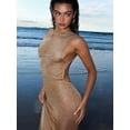 thumbnail image 3 of Shiny Long Dress Stunning Women Solid Summer Thin Mesh Sheer Backless Sleeveless Bodycon Female Elegant Fashion Vestidos, 3 of 8