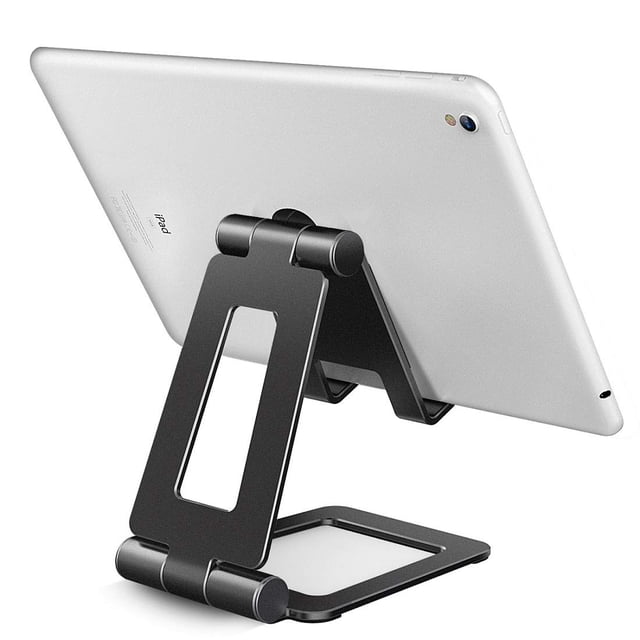 Soporte para Tablet, Soporte de Aluminio, Ángulo Libre, Compatible, 5 - 12,9 pulgadas, Compatible con smartphones y tablets Negro