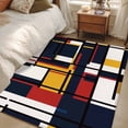 thumbnail image 5 of 3x5 Washable Area Rug, Abstract Geometric Non-Slip Rectangle Rug for Living Room Bedroom, Blue Orange Red Blocks Indoor Low Pile Floor Mat for Home Decor, 5 of 9