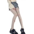 thumbnail image 1 of Women White Fishnet Pantyhose Cream Color Bow Hollow Holes Tights, 1 of 5