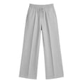 thumbnail image 2 of Womens Wide Leg Sweatpants Elastic High Waist Side Slit Baggy Pants Fashion Casual Drawstring Trousers With Pockets (M, Gray|Trousers), 2 of 9