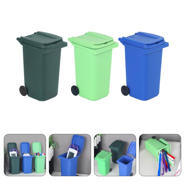 IFANLANDOR 3pcs Office Trash Can with Lid Plastic Odor Prevention for General Users Study Room