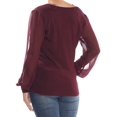thumbnail image 4 of INC $69 Womens New 1406 Burgundy Cut Out  V Neck Long Sleeve Casual Top L B+B, 4 of 4
