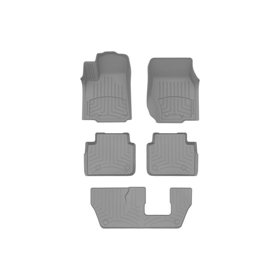 WeatherTech FloorLiner HP Custom Fit Floor Mats compatible with 2021-2025 Jeep Grand Cherokee L - Complete Set (1st, 2nd (2-Piece) & 3rd Row), Grey