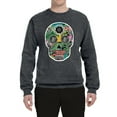 thumbnail image 2 of Day Of The Dead Calavera Skull Colorful Trippy | Mens Pop Culture Crewneck Graphic Sweatshirt, Charcoal, Medium, 2 of 4