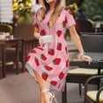 thumbnail image 3 of Naloa Strawberry Print Womens Summer A-Line Dress with Pockets,Short Sleeve Dresses,Flowy Beach Swing Dress for Vacation Travel, 3 of 6