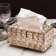 thumbnail image 3 of Caja de Pañuelos de Cristal de Lujo Cubre El Organizador Del Soporte de Servilleta , un dorado perfecl soporte de tejido de cristal, 3 of 8