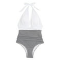 thumbnail image 5 of Sngxgn Women's Swimsuit High Cut Bathing Suit Ribbed Tummy Control Swimwear(White,L), 5 of 6