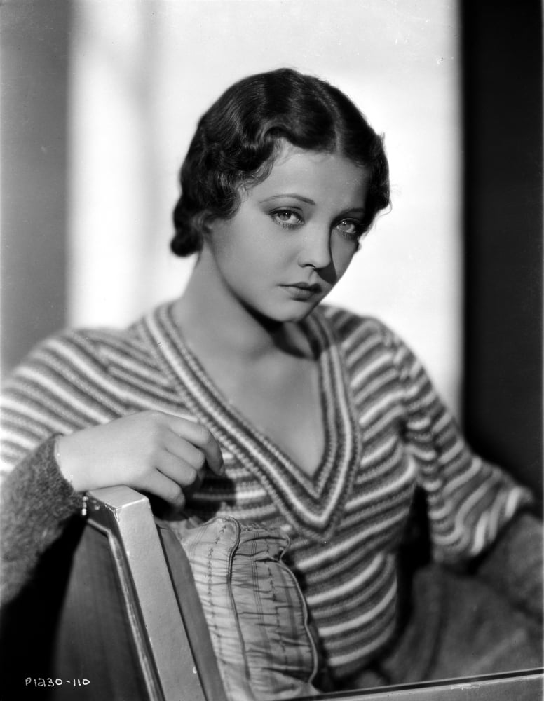 Sylvia Sidney sitting on Couch in Printed Knitted Sweater Photo Print ...