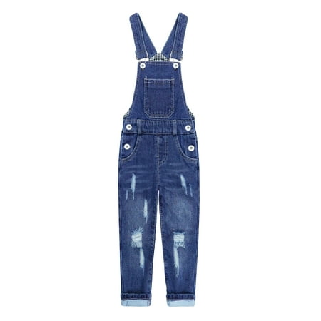 

KIDSCOOL SPACE Boy Girl Cute Overalls Fashion Washed Denim Jumpsuit Blue 5-6 Years