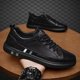 thumbnail image 3 of Zapatos de hombre Zapatillas planas Zapatillas blancas sin cordones que combinan con todo Zapatos casuales de cuero negros para hombre, 3 of 6