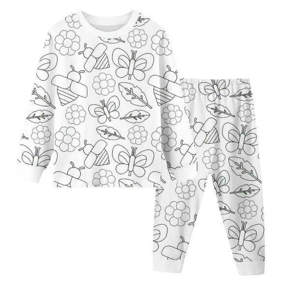 LUOGENLI Girls Pajamas Size 6T Kid DIY Hand Painted Homewear Set Colouring Pajama Sets for Boy and Girl Can Play With and Wear Girls Pajamas Size 8-32 Shorts Set White Size 9-10 Years