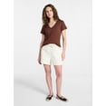 thumbnail image 3 of Time and Tru Women’s V-neck Slub Tee with Short Sleeves, Sizes XS-XXXL, 3 of 6
