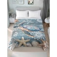 thumbnail image 4 of Blue Turtle Coastal Flat Sheet Only Twin Size, Soft Breathable Bed Top Sheets for Mattress, Summer Beach Nautical Starfish Coral Luxury Bedding Flat Sheets for Home Hotel Bedroom Bed Protection, 4 of 9