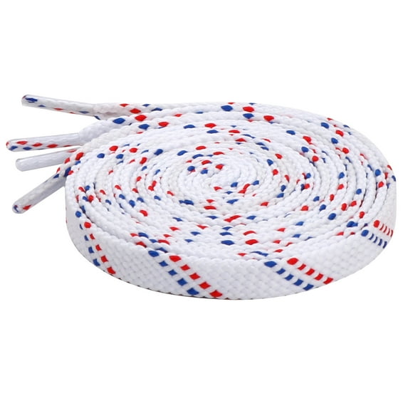 Santimon 2 Pairs Fashion Flat Replacement Shoelace for Sneakers/ High Tops/ Sport Shoes 47" White Red Blue