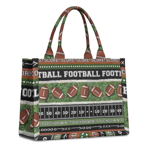 Large Capacity Tote Bag,Colorful Football Field and Balls Pattern Handbag Fashion Luxury Tote Bag,15.7"x13"x 5.1" Inches,Laptop Compatible