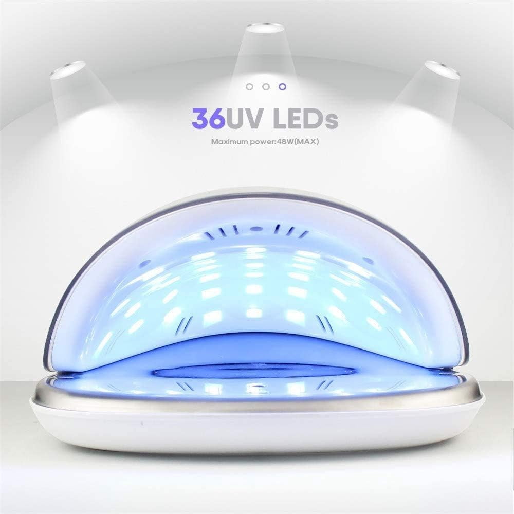 48W UV LED Nail Lamp, Led Nail Light for Gel Nails with 36 Pcs Light Bead, Gel Nail Lamp Quick Curing Nail Gel Polish, Nail Dryer Suitable Salon and Home Use (Color : Pink)