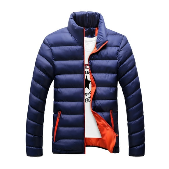 UKAP Mens Winter Jackets Stand Collar Down Jacket Warm Padded Coat Business Ski Windbreaker Dark Blue 2XL