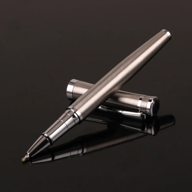 Bolígrafo de metal de lujo con clip para firma, bolígrafos para negocios, escritura, papelería de oficina, logotipo personalizado, nombre, regalo, plateado