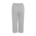 thumbnail image 6 of YDFCWXW Womens Yoga Capri Pants High Waist Wide Leg Capri Leggings Pull On Stretch Casual Capris with Pockets Light Gray, S, 6 of 6