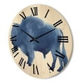 thumbnail image 3 of Designart 'Navy Blue Bison Silhouette On White' Farmhouse Wood Wall Clock, 3 of 5